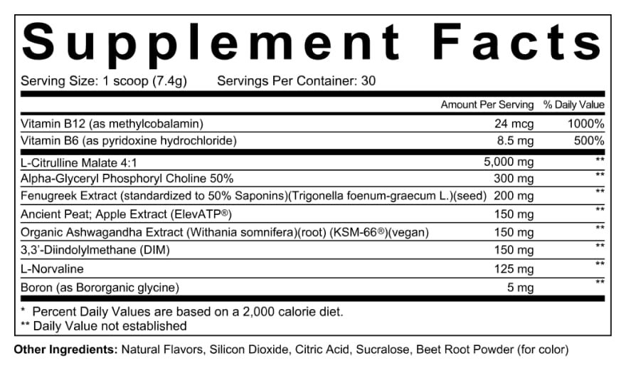Supplement Facts of FLOW.